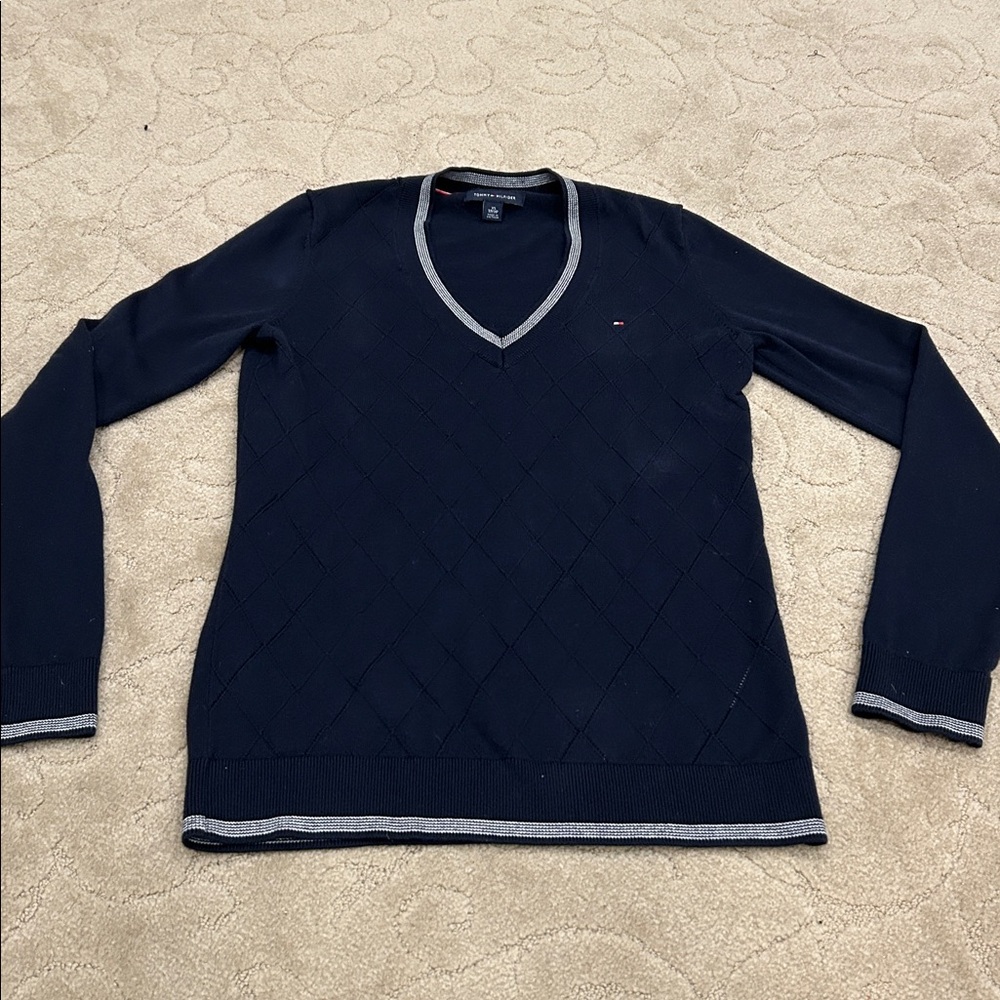 Tommy Hilfiger Argyle v-neck Sweater Size XS